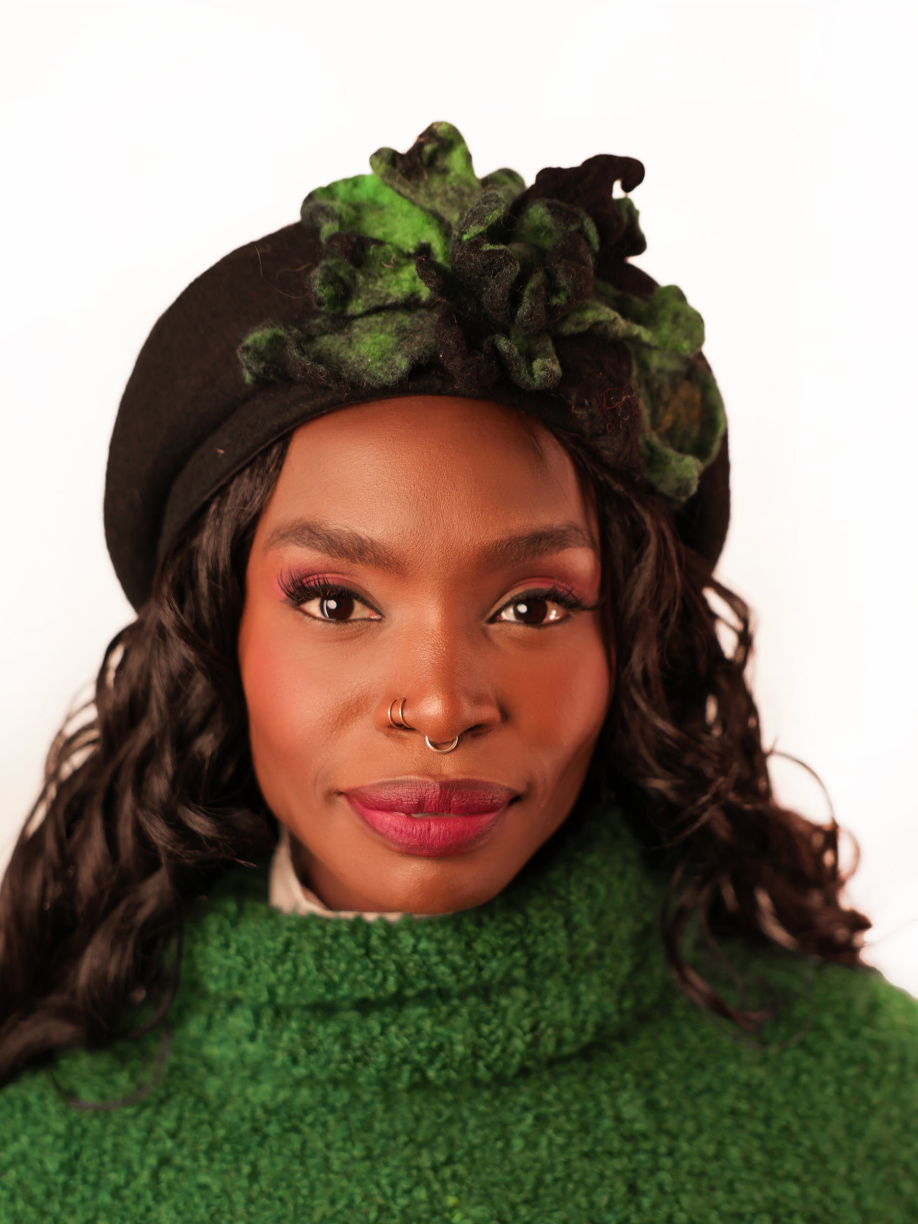 Noir Anthurium ‚Äì Handcrafted Winter Beret | Romina Couture